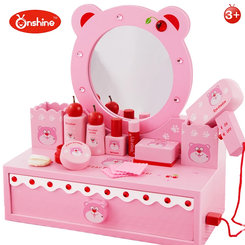 Toys Set Gift For Girl Cherry Bear Dresser Toy Wooden Artificial Play