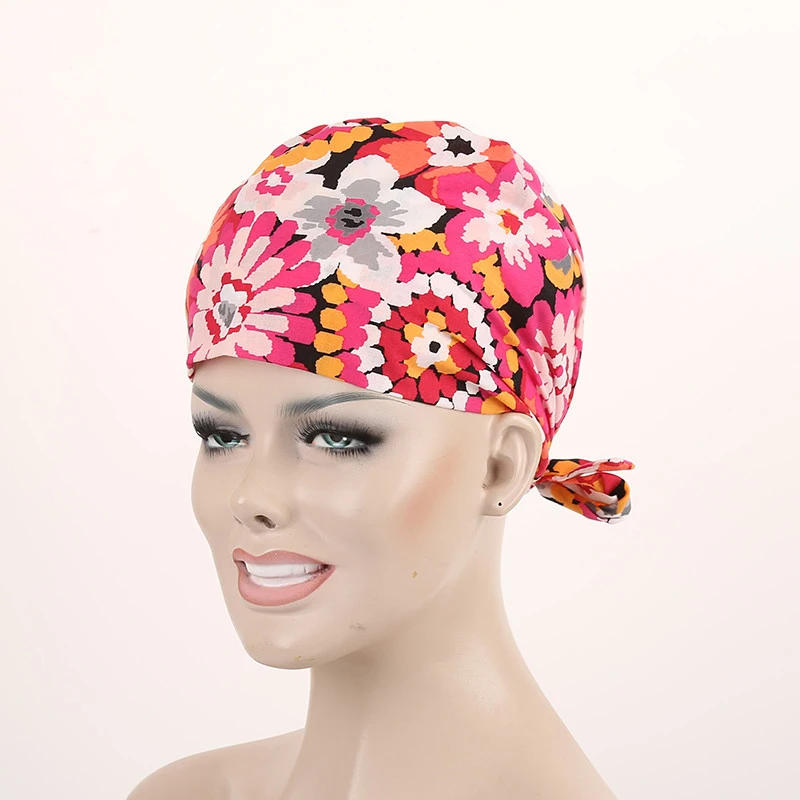 100 Cotton Doctor Scrub Caps Women's Surgical Hats with Sweatband