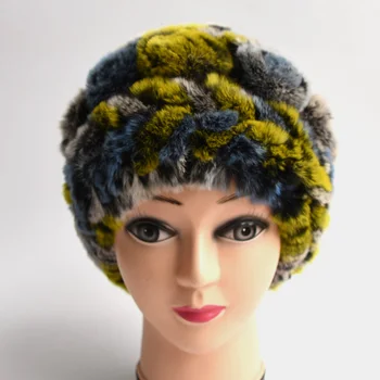 

multicolor Genuine Rex Rabbit Fur Hats for Women Natural Rex Rabbit Fur Caps Lady Winter Warm Real Knitted Rabbit Fur Beanies