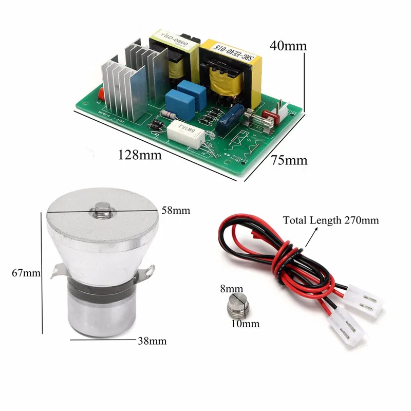 

100W 28KHz Ultrasonic Cleaning Transducer Cleaner High performance +Power Driver Board 220VAC Ultrasonic Cleaner Parts
