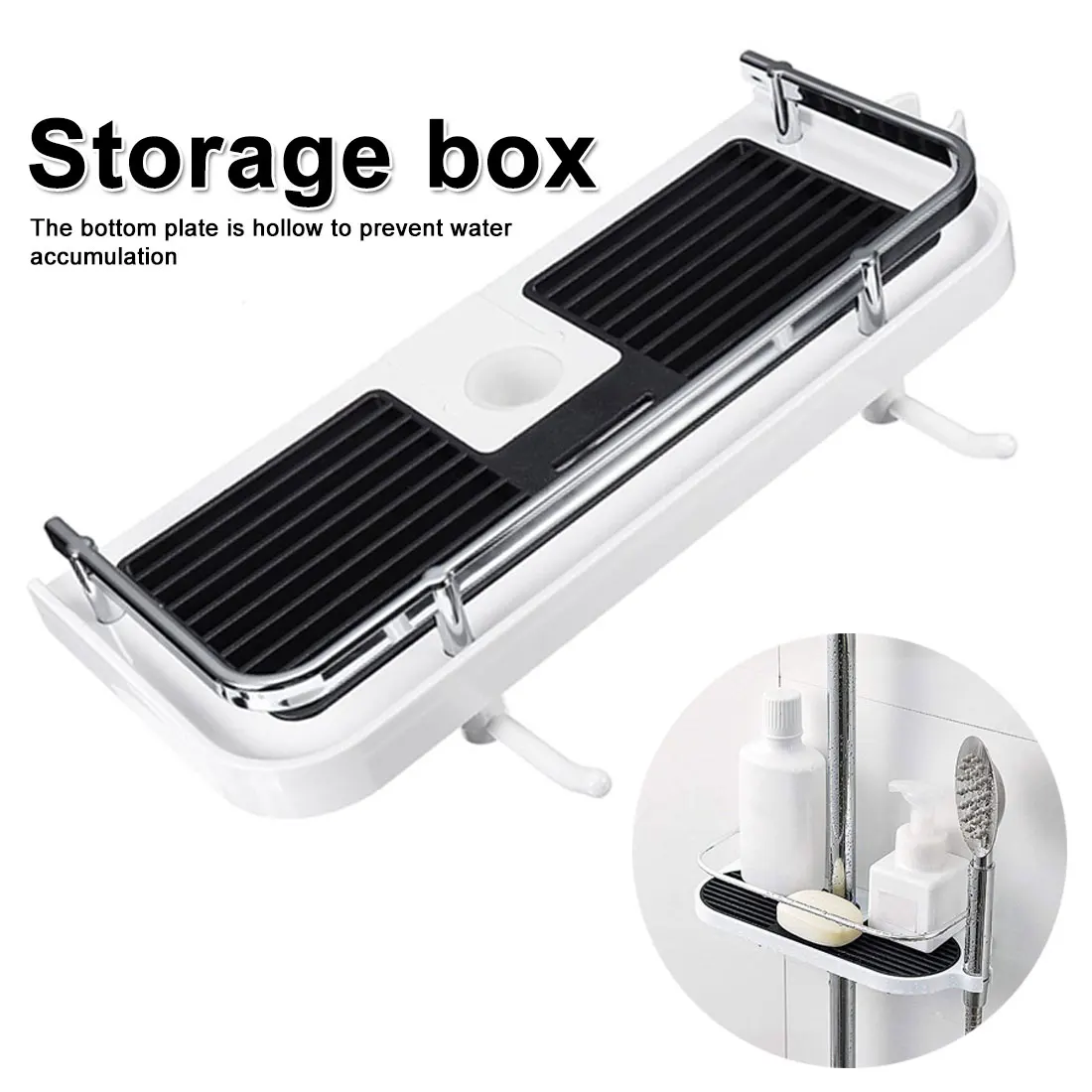 

Adjustable Bathroom Pole Shelf Shower Rack Bath Storage Holder Organizer Bathroom Decorative Wall Shelf