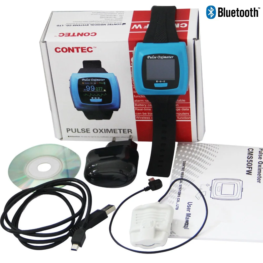 

Contec Manufacturer shipping CMS50FW Bluetooth Digital COLOR Wrist Finger Pulse Oximeter SPO2 PR USB PC Software