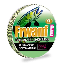 Frwanf super new braided fishing line 100m 300m 9 Strands strong pe wire thread 15 20 30  50 60 80 100LB mix color spot line