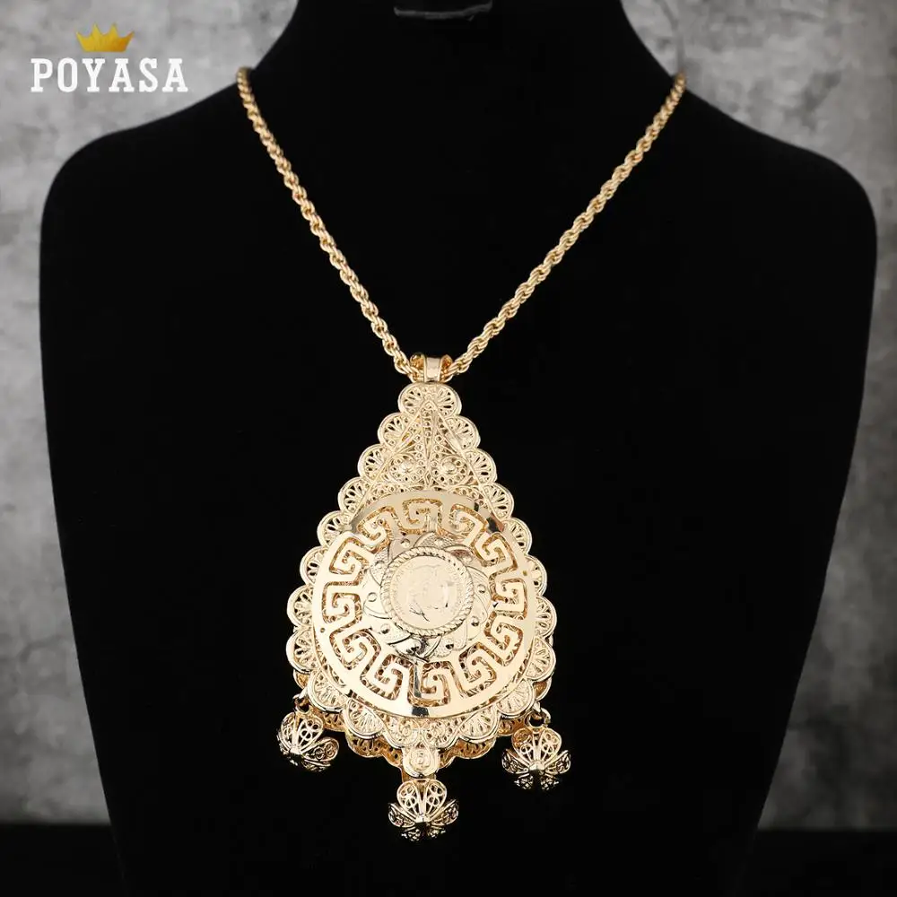 

Gold Color Fashion Ethnic Women Vintage Pendant Necklace Wedding Jewelry