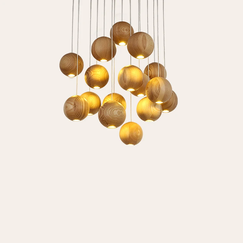 

Modern solid wood ball chandelier led kitchen restaurant bar chandelier furniture decorative chandelier