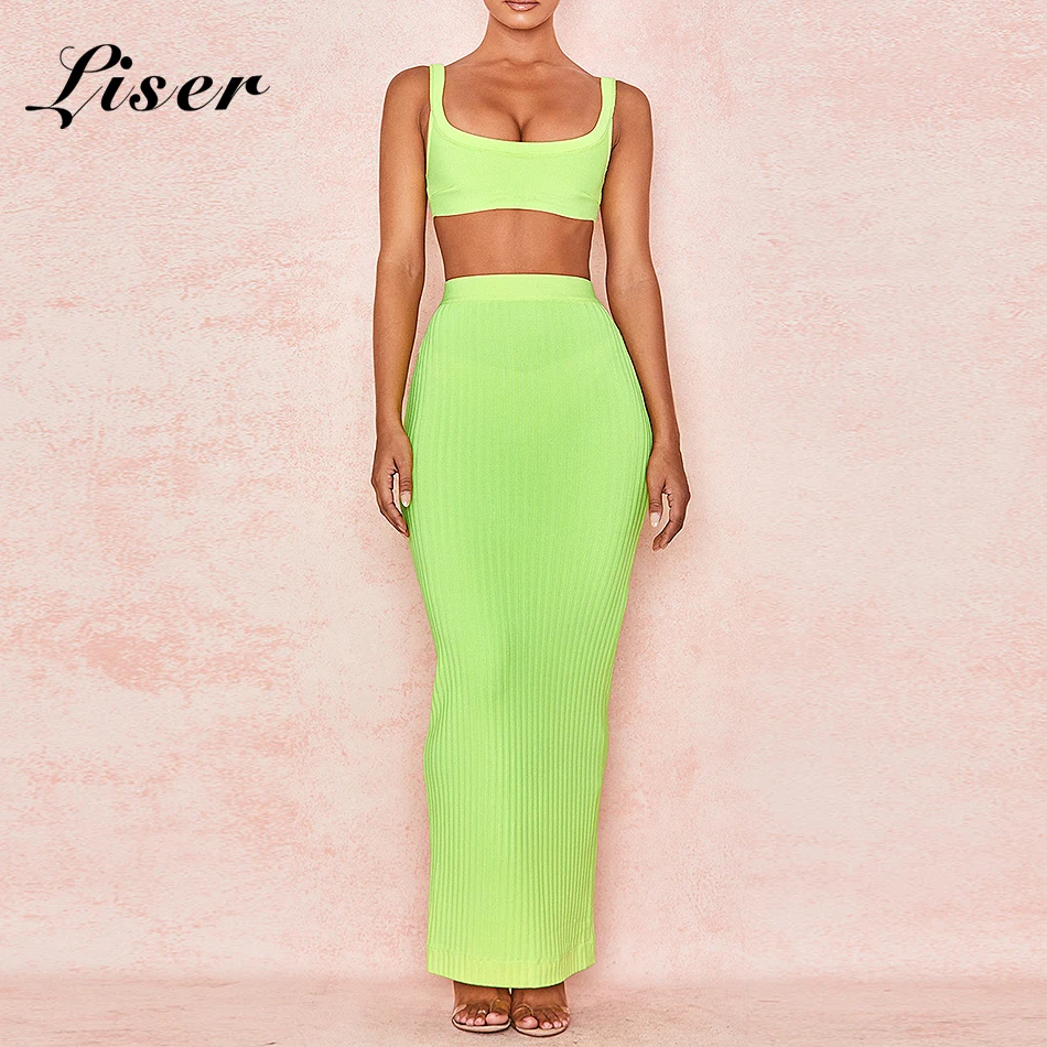 

Liser 2019 New Summer Women Dress Strapless Two Pieces Bandage Dress Sexy Bodycon Celebrity Party Five Colors Dresses Vestidos
