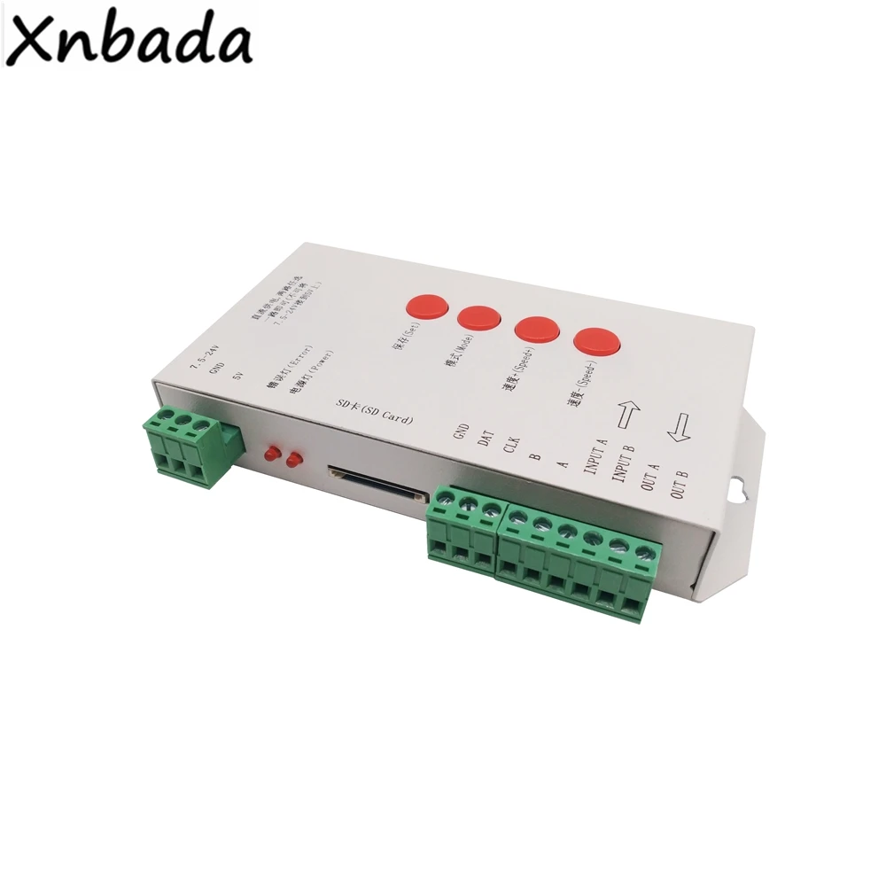 T-1000S контроллер светодиодной ленты с sd-картой 256 м 2048 пикселей для WS2801 WS2811 WS2812B LPD6803 SK6812 Светодиодная лента DC5-24V