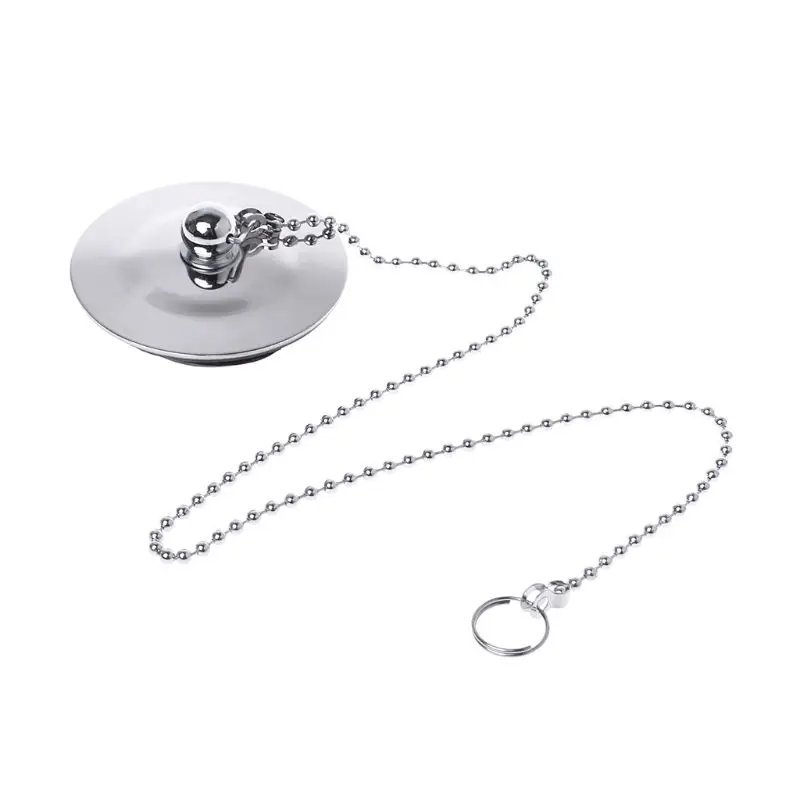 

Bathtub Drain Plug With Chain Sink Basin Water Stopper For Bathroom Kitchen Chrome Plated