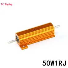 RX24 50W 1R Metal Aluminum Case High Power Resistor Heatsink Golden Metal Shell Case Resistor 1 OHM