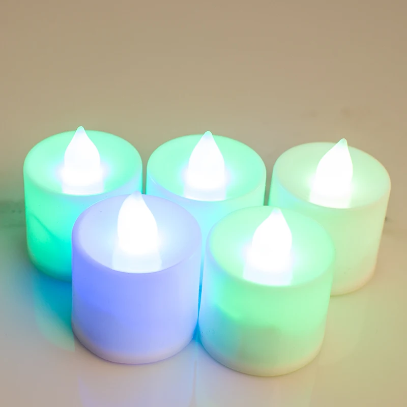 

Christmas Wedding Decoration Set of 24 LED Lighted Flickering Votive Style Flameless Gradient colors Candles with Remote Control
