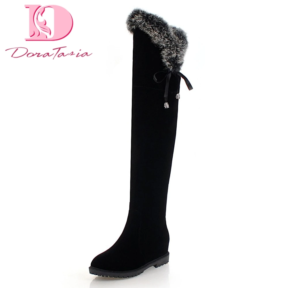

Doratasia New Large Size 34-45 fashion warm plush Over The Knee Boots Woman Shoes Increasing Heels winter snow Boots Shoes Woman
