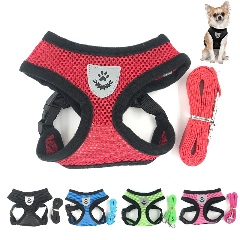 

Breathable Dog Pet Harness and Leash Set Air Nylon Mesh Puppy Small Dogs Cat Clothes Accessories Puppy Vest Net For Chihuahua