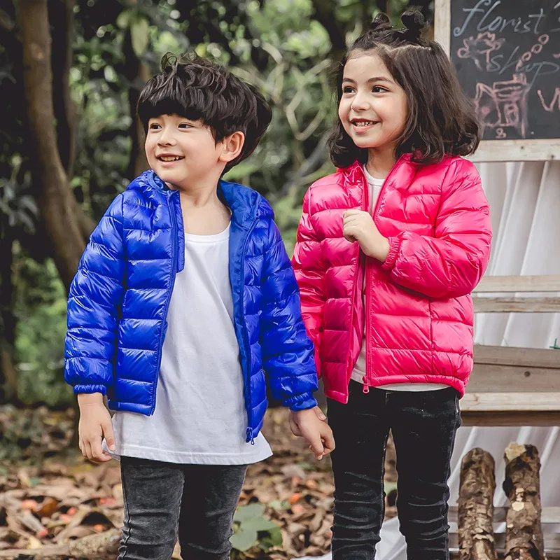 astounding 2019 Autumn Winter Hooded Children Down Jackets For Girls Candy Color Warm Kids Down Coats For Boys