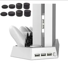 PS4 вертикальная подставка охлаждающий вентилятор кулер контроллер Зарядная Станция Двойной зарядное устройство База usb-хаб для playstation 4 PS 4 консоль V1
