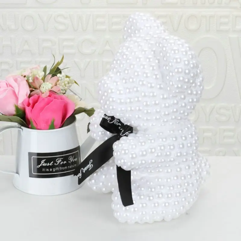 

21cm Foam Bear Modeling Imitation Pearl Handmade Craft Gift Christmas Valentine's Day Wedding Home Decoration