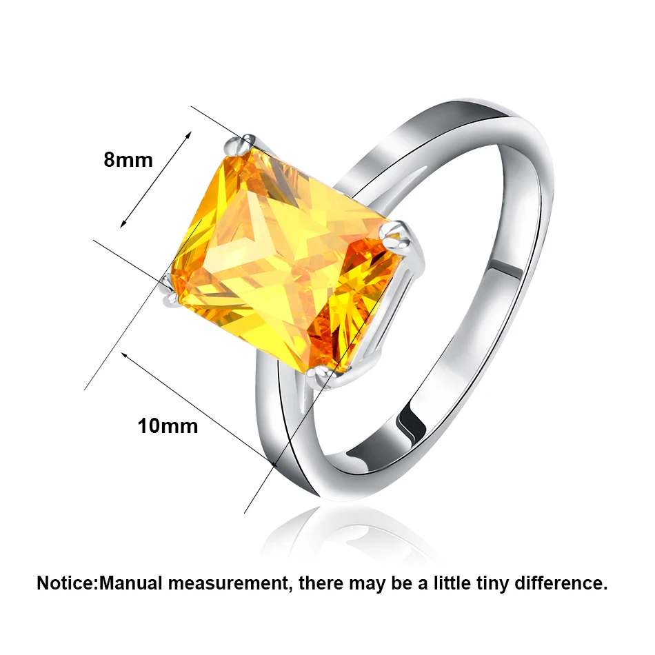ORSA JEWELS 2019 New Arrival 4 ct Princess Cut Yellow Zircon Vintage CZ Ring Hot Selling Silver Color Rings for Ladies OR59