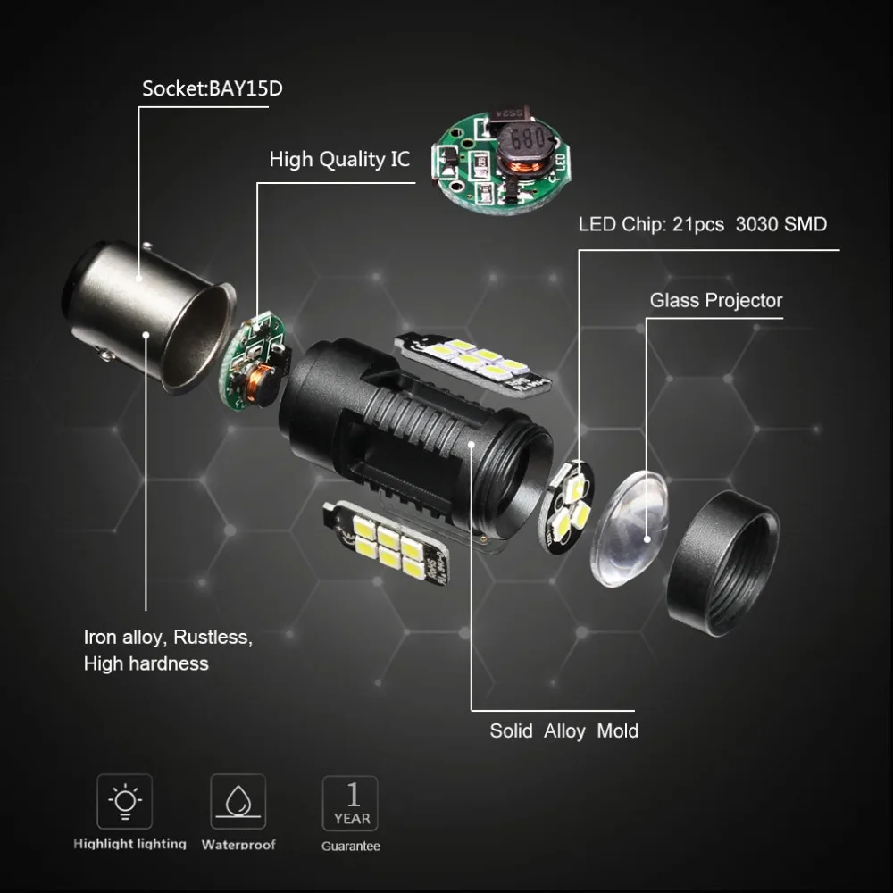 2 шт. 1157 BAY15D светодиодные лампы P21/5 Вт 21 3030SMD автоматические светодиоды лампы тормозной фонарь автомобиля запасной светильник 12V 24V белого и желтого цвета, желтый красный