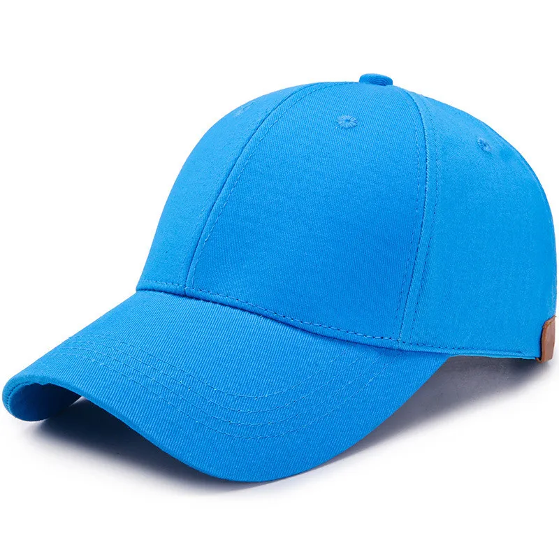 Женская бейсбольная кепка с открытым конским хвостом, с кожаным логотипом, дышащая, с ушками, изогнутый козырек, регулируемая спортивная шапка, грязная булочка для фитнеса - Цвет: Небесно-голубой