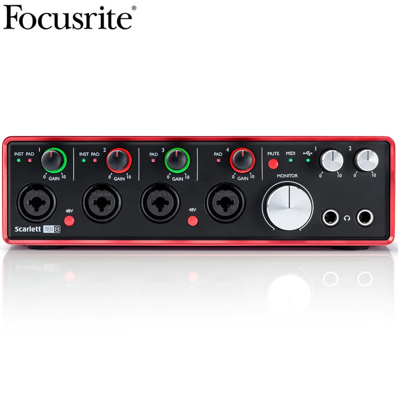 Улучшенная версия Focusrite Scarlett 18i8 2nd Gen MKII USB аудиоинтерфейс 18 дюймов/8 выхода Четыре