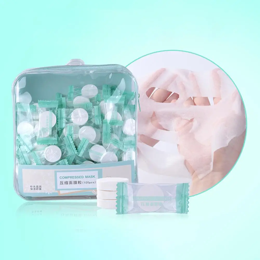 

100pcs / Bag Invisible Ultra-Thin Compressed Facial Mask Paper Disposable Facial Masks Papers Face Care DIY Masks Beauty Tool