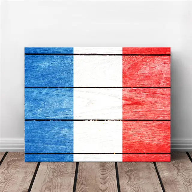 Home Decor Wall Decorative Painting France National Flag Fake Wood Home Decor Wall Decorative Painting France National Flag Fake Wood Background Built In Frame Hanging Canvas Printing