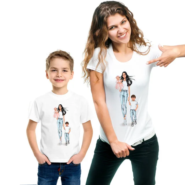 

2019 Mom's Printing Casual Mom Baby Girl Family Matching T-Shirt Outfit Mom And Son Matching Clothes