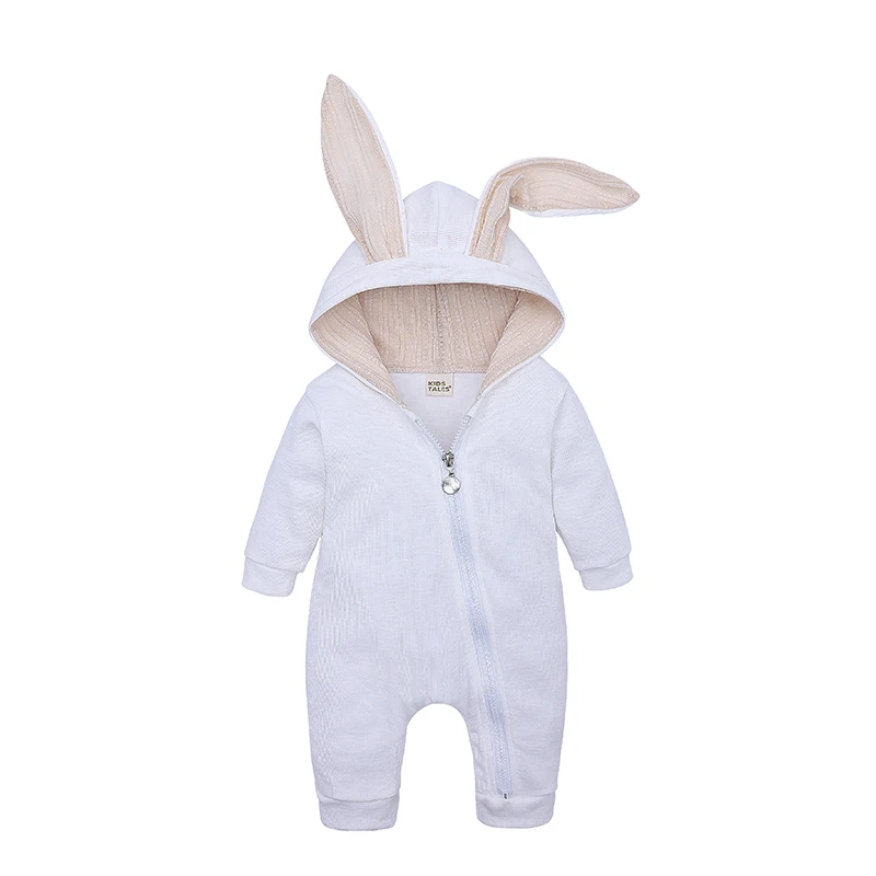 SPRING AUTUMN RABBIT EARS UNISEX BABY Hooded JUMPSUIT newbron boy girl Long Sleeve rompers Infant Cartoon outfit clothes Cotton