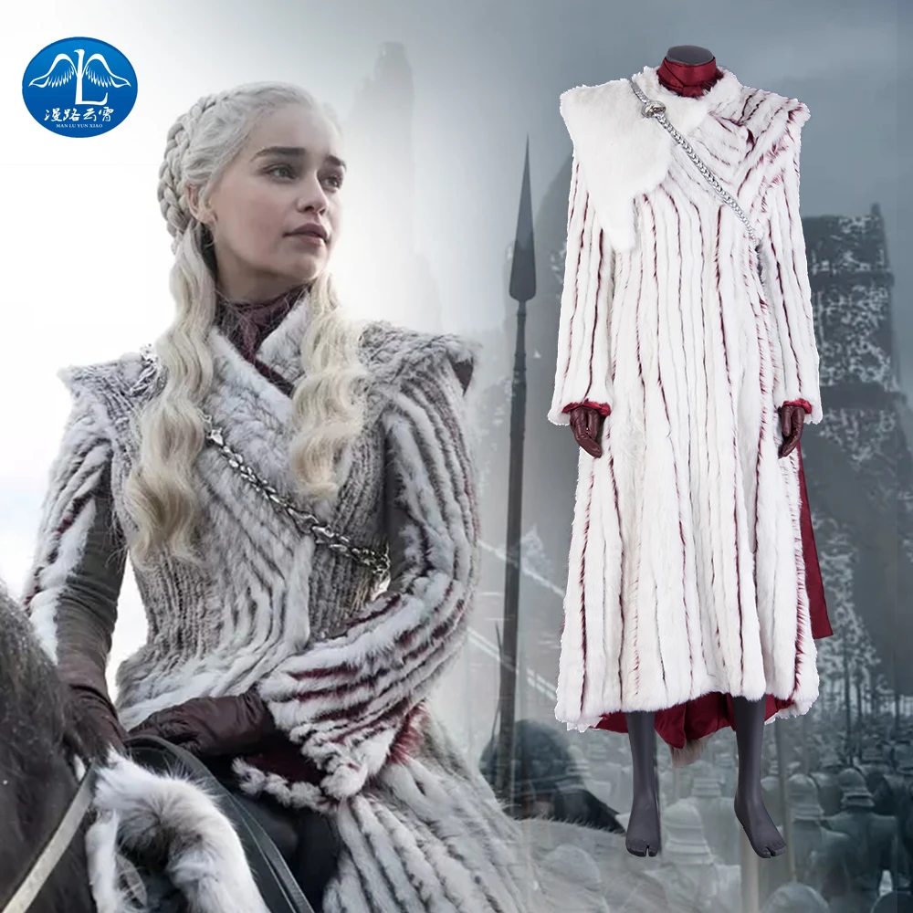 

Manluyunxiao Game of Thrones Season8 Halloween Costume Daenerys Targaryen Sets Women Cloak Dresses