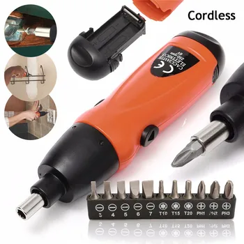 

1Set Electric Screwdriver 6V Battery Operated Cordless Screwdriver Drill Tool Electric Screwdriver Set + 11Pcs Bits Accessories