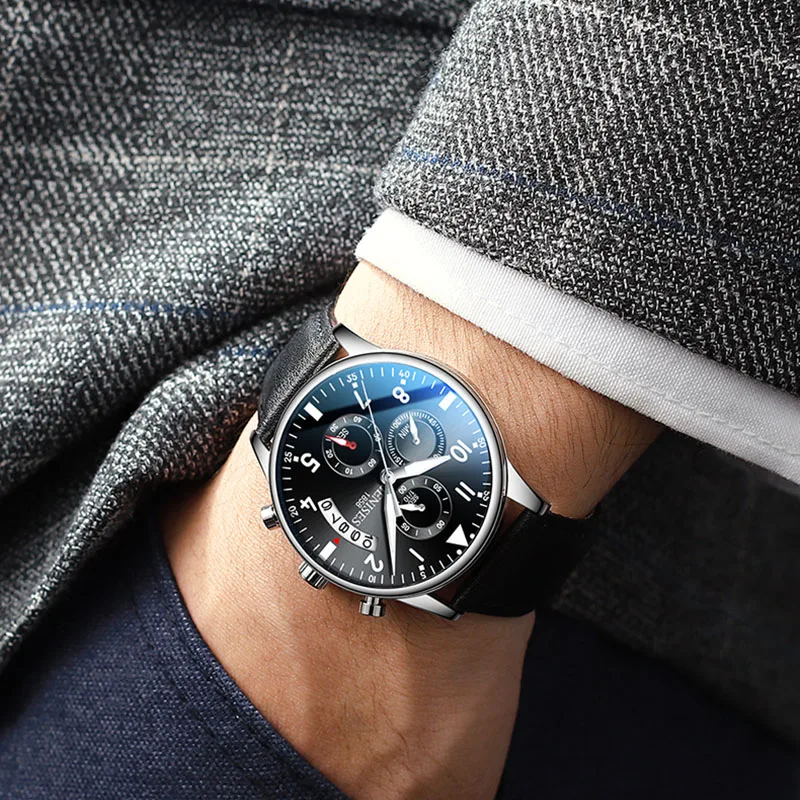 

2019 Men Wrist Watch Luxury Brand Male Man Watches Clock Business Chronograph Quartz Wristwatch Watch For Men Relogio Masculino