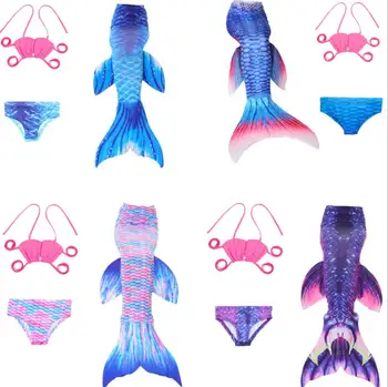 

Sensfun Kids Girls Mermaid Swimming Tail Swimsuit Summer Ariel Cosplay Costumes Children Mermaid Tail Bikini Set Mermaid