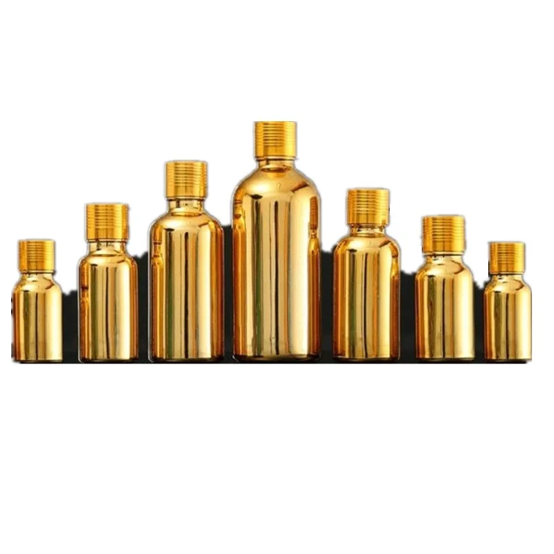 

Essential Oil Bottles Glass Gold Vial 5/10/15/20/30/50ML Good Sealing Screw Lid Toner Serum Packaging Empty Cosmetic Containers