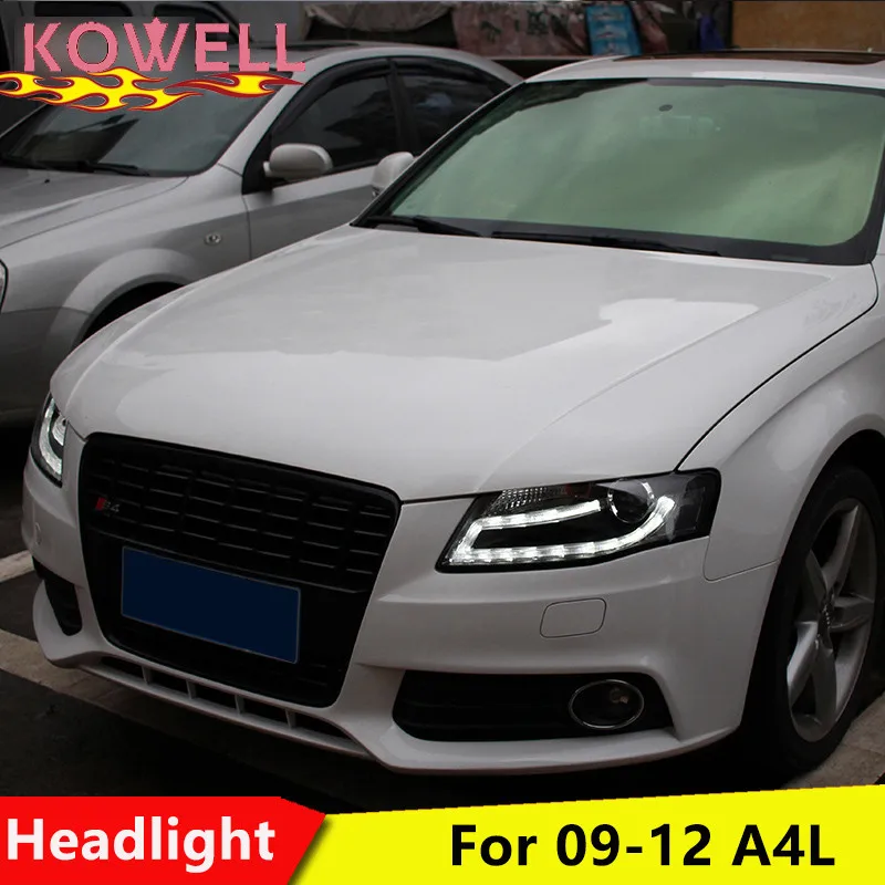 KOWELL автомобильный Стайлинг для Audi A4 B8 фары 2009 2012 A4L светодиодный задний фонарь DRL Bi