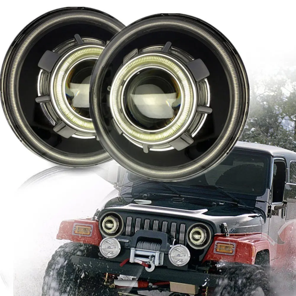 7 Inch LED Headlights,LED Projector Headlights with Halo, Angel Eye