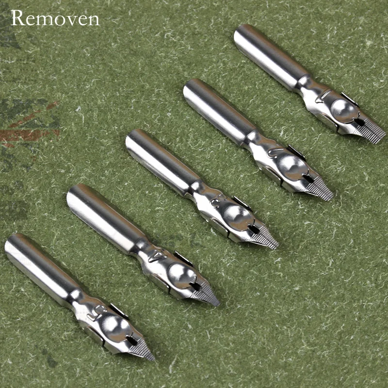 

English Calligraphy Gothic Italic Script Flat Edge Pen Nibs 5pcs Different Sizes With Reservoirs