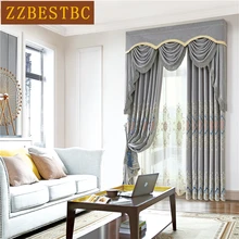 Modern minimalist high quality grey embroidered villa curtains for living room upscale hotel luxury Voile Curtain for bedroom Modern minimalist high quality grey embroidered villa curtains for living room upscale hotel luxury Voile Curtain for bedroom