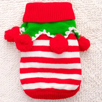 

Stripe Cute Pet dog Christmas Sweater costume clothes pet dog santa winter jacket Puppy Sweater christmas knit clothes for dog