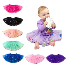 Летняя фатиновая юбка-пачка для маленьких девочек юбки принцессы с разноцветными помпонами юбка-американка для танцев Детская одежда для девочек