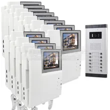 DIYSECUR 4.3 “Monitor HD Apartamento Video de La Puerta Sistema de Teléfono Video Del Timbre Del Intercomunicador 700 TVLine Cámara Tecla Táctil para 12 Familias