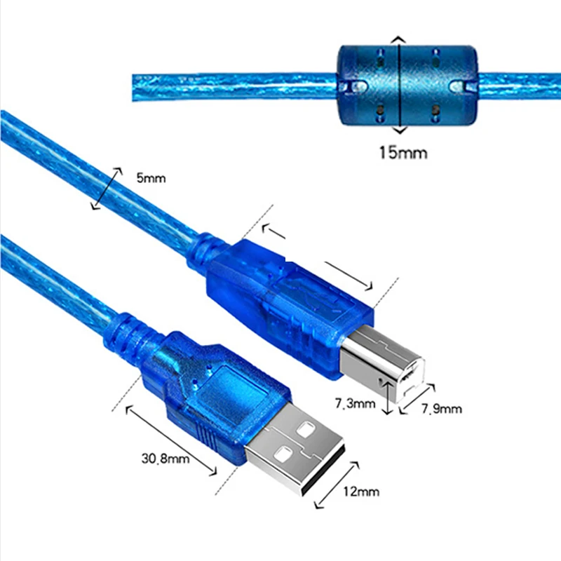 USB 2,0 Удлинительный кабель для печати тип А-В папа-папа Удлиненный кабель для принтера 1,5 м 3 м 5 м 10 м Синхронизация данных сканер для принтера HDD