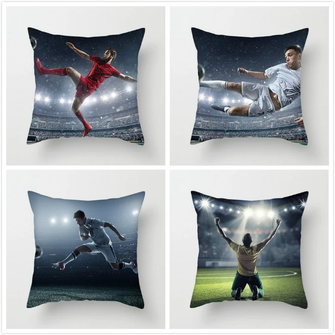 

Fuwatacchi Soccer Ball Sports Style Pillow Cover Famous Soccer Ball Star Printed Cushion Cover For Sofa Car Decorative Pillows