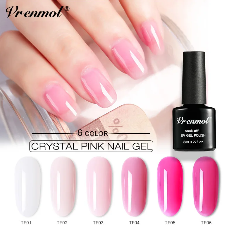 Vrenmol, 8 мл, французский, телесный, прозрачный, розовый цвет, сахарный гель для ногтей, лак для ногтей, УФ-гель, гибридные Лаки, Полупостоянный клей для ногтей