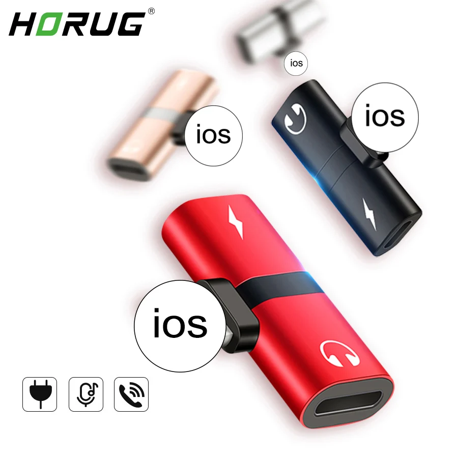 

HORUG Mobile Phone Adapter For iPhone 7 8 X Charger Adapter Headphones Splitter For Lightning To 3.5mm Adapters Audio Adattatore