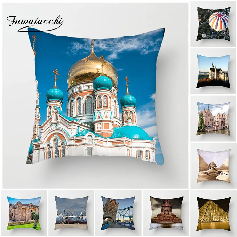 

Fuwatacchi Famous Countries Scenic Pillow Cover London Bridge Captive Palace Throw PillowsDecor Home Sofa Decorative Pillowcase
