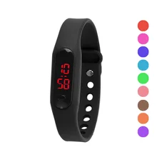 Мужские черные спортивные цифровые модные часы браслет LED дисплей силиконовые женские повседневные часы простой подарок