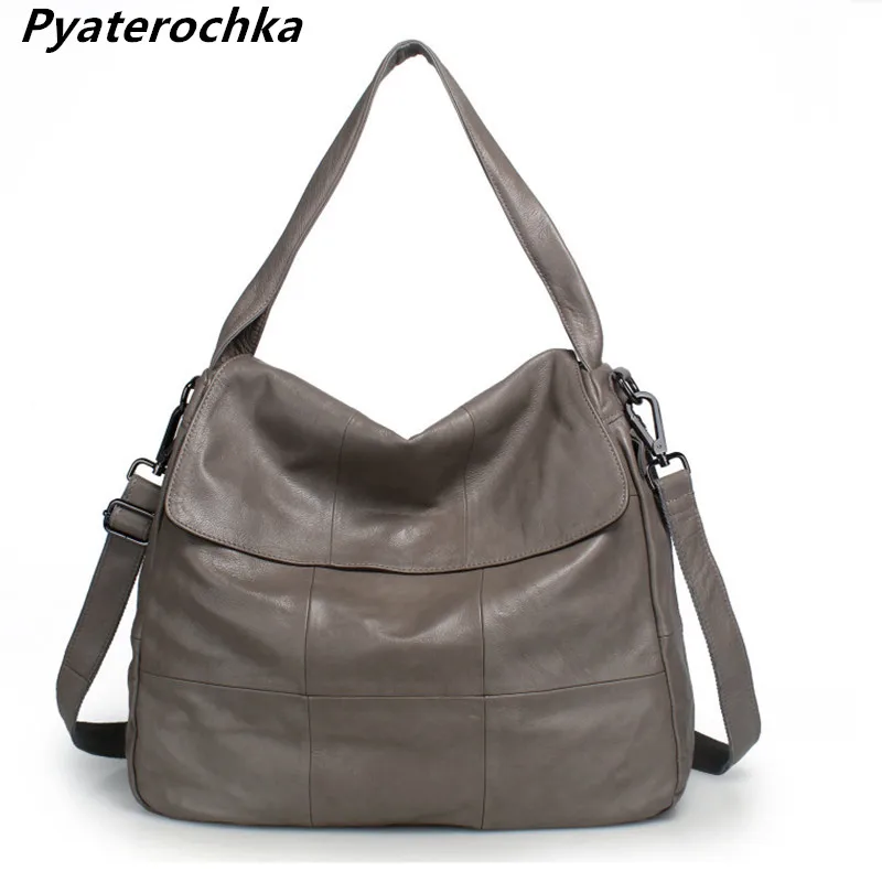 

Pyaterochka Genuine Leather Shoulder Bag Women Big Large Capacity Crossbody Handbags Fashion 2018 Casual Plaid Messenger Bags