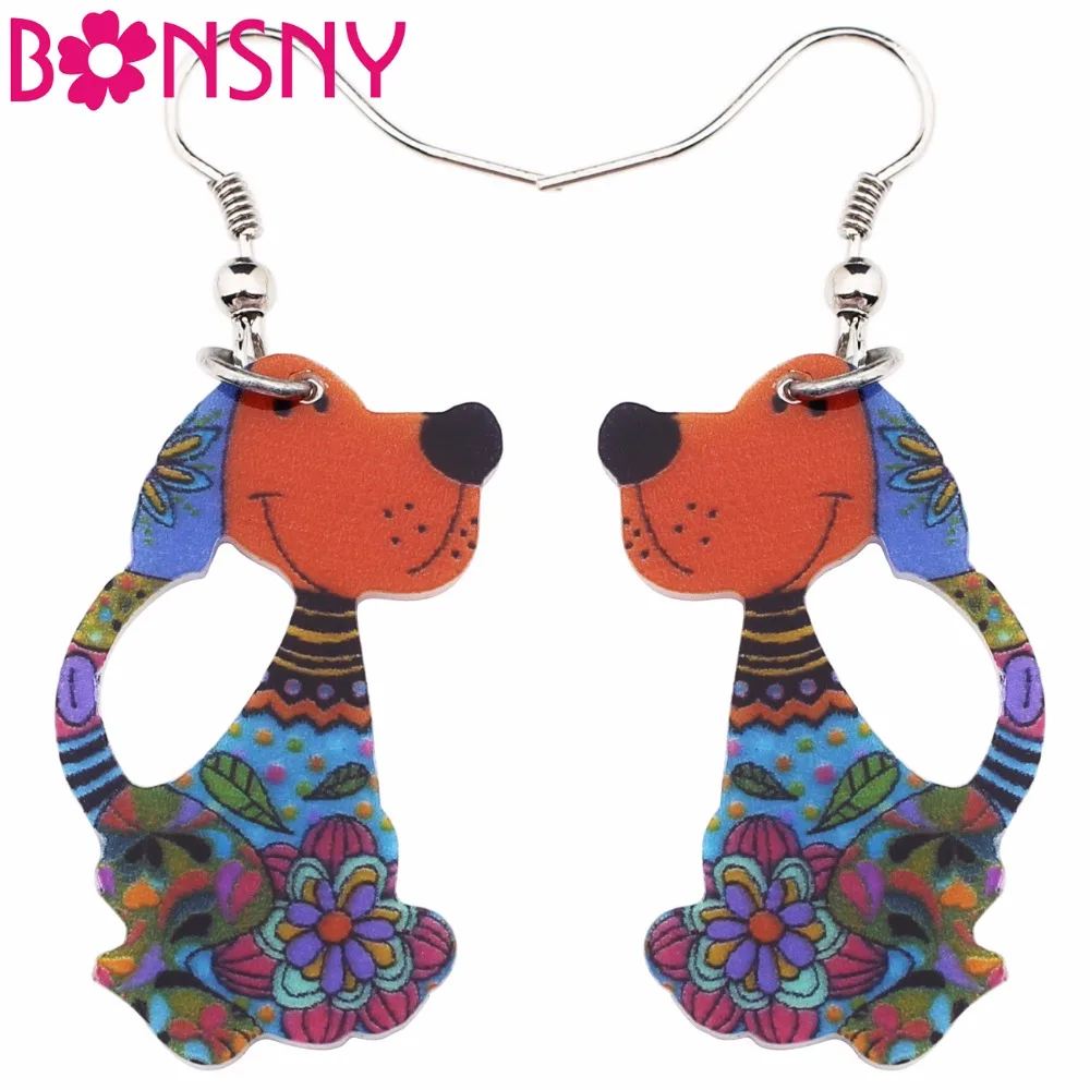 Bonsny Animal Acrylic Stud Long Dangle Drop Sweet Dog Earrings News