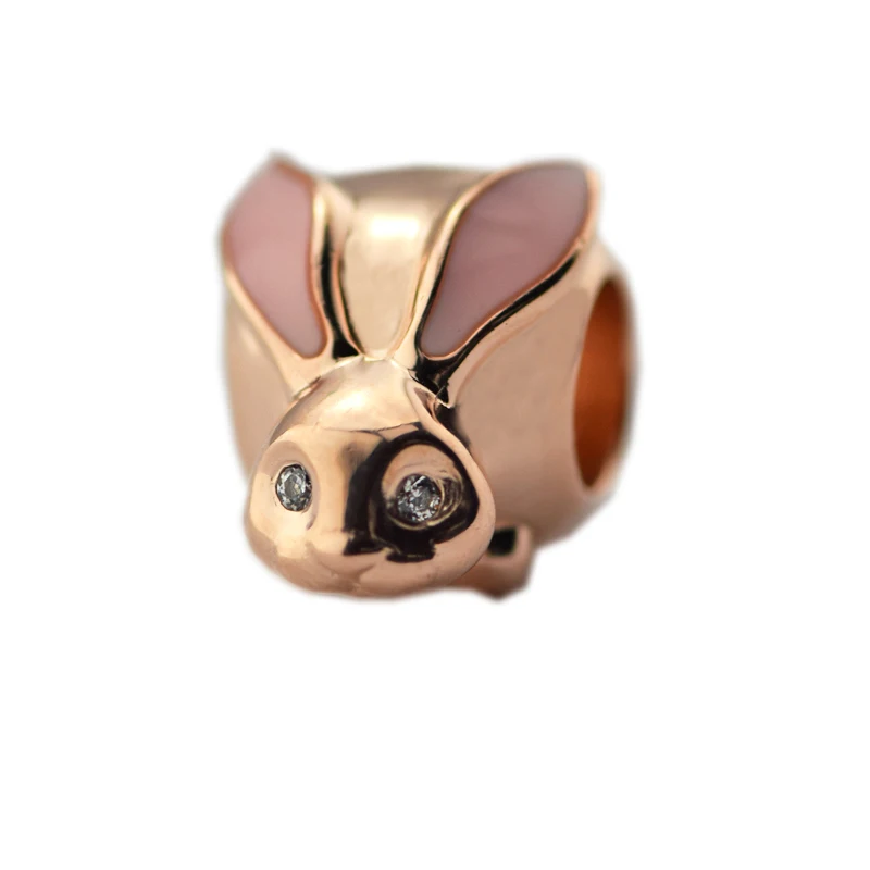 

Authentic 925 Sterling Silver Charms Rose Color Cute Bunny Beads for Jewelry Making Fits Original Charm Bracelets kralen