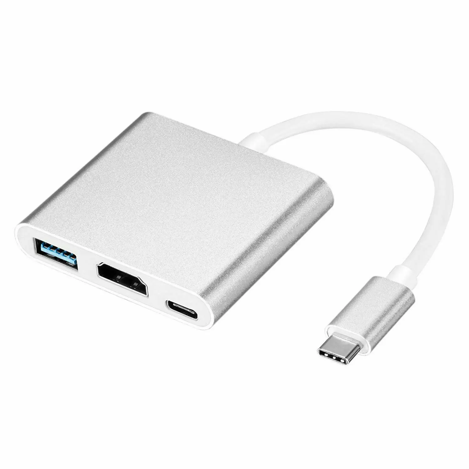 Usb c HDMI Usbc к Hdmi 3,1 конвертер адаптер Тип c к HDMI/USB 3,0/type-C для Apple Macbook huawei Mate10 samsung S10 Plus - Цвет: Silver