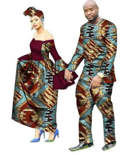 Новое поступление африканские костюмы для пар женское платье и мужской костюм плюс размер костюмы M-6XL